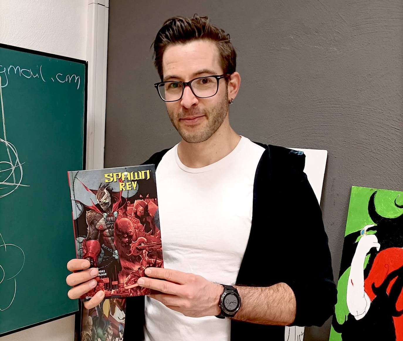 Javier Fernández, en la Escuela de Cómic de La Zubia.