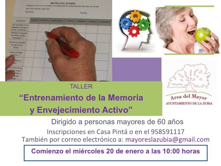 Abierto el plazo de inscripción del taller de entrenamiento de la memoria y envejecimiento activo
