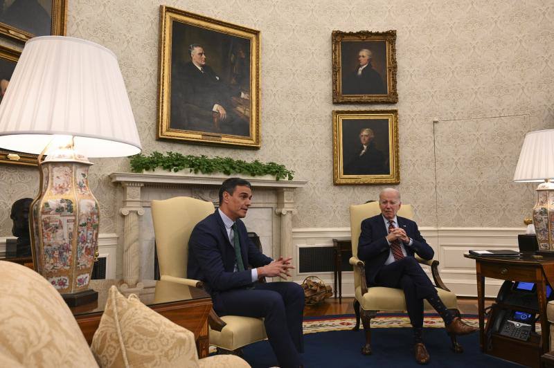 Encuentro de Pedro Sánchez y Joe Biden, este viernes, en la Casa Blanca.