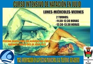 La Piscina Municipal Cubierta de Pulpí, ofrecerá un Curso Intensivo de Natación en julio