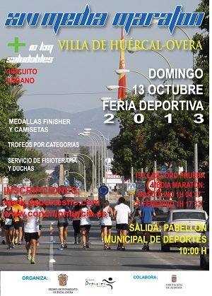 Últimos días para inscribirse en la XIV media maratón Villa de Huércal-Overa que se celebrará el próximo 13 de octubre