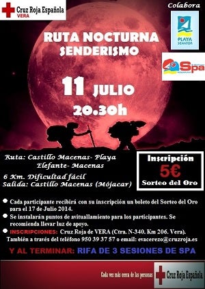 Cruz Roja de Vera organiza una ruta de senderismo nocturno solidaria el próximo viernes