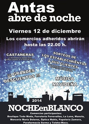 Antas celebra su I Noche en Blanco este viernes