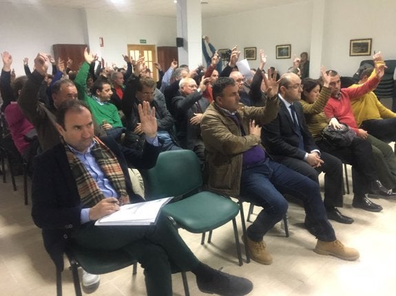 Indalecio Modesto, edil de Ciudadanos, a la izquierda, en la asamblea del Consorcio, en la votación para aprobar el voto ponderado para la elección de presidente.