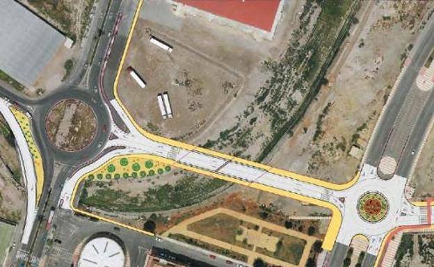 Imagen del enlace de la carretera de Alicún con la avenida Reino de España. 
