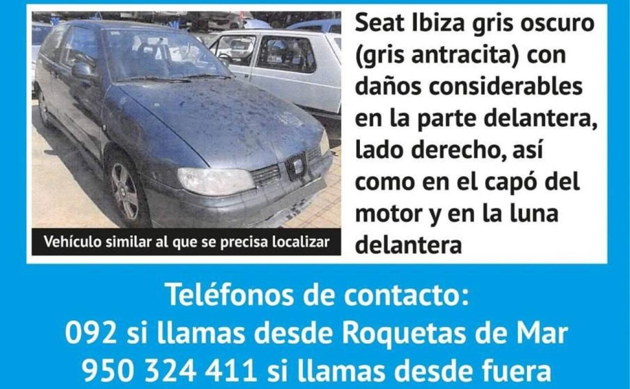 Localizan el Seat Ibiza al que atribuyen el atropello mortal del domingo en Roquetas de Mar