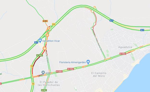 Los problemas de tráfico este viernes se vuelven a concentrar en los accesos a la A7