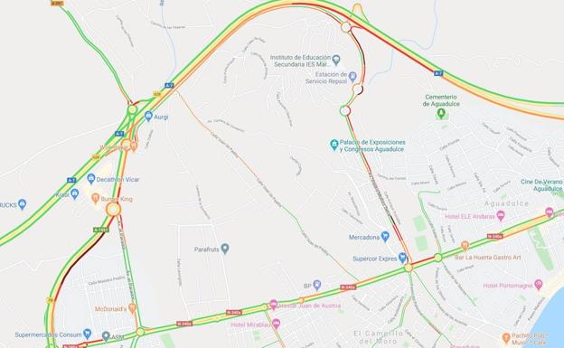 Imagen del tráfico a las 7.45 de la mañana.