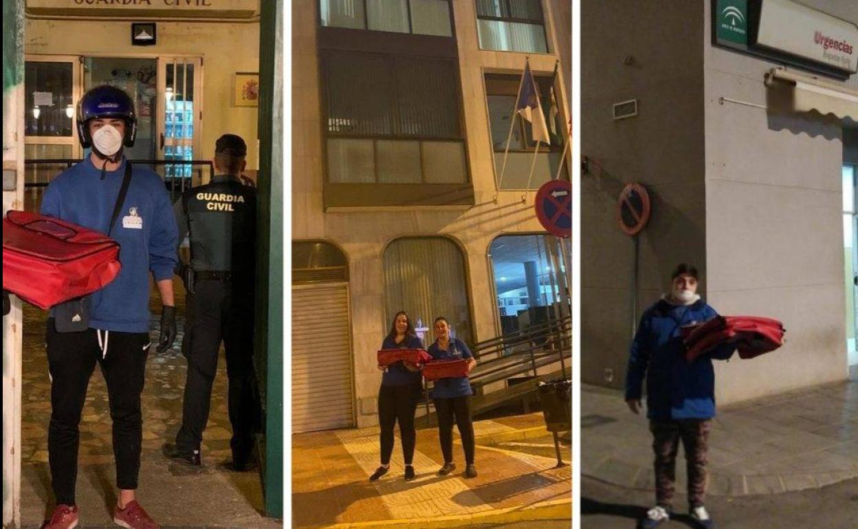 Pizzas gratis para la Guardia Civil, la Policía Local y las urgencias del Centro de Salud de Roquetas Norte, el gesto de una pizzería del municipio. 