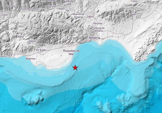 Epicentro del terremoto notado en Roquetas.