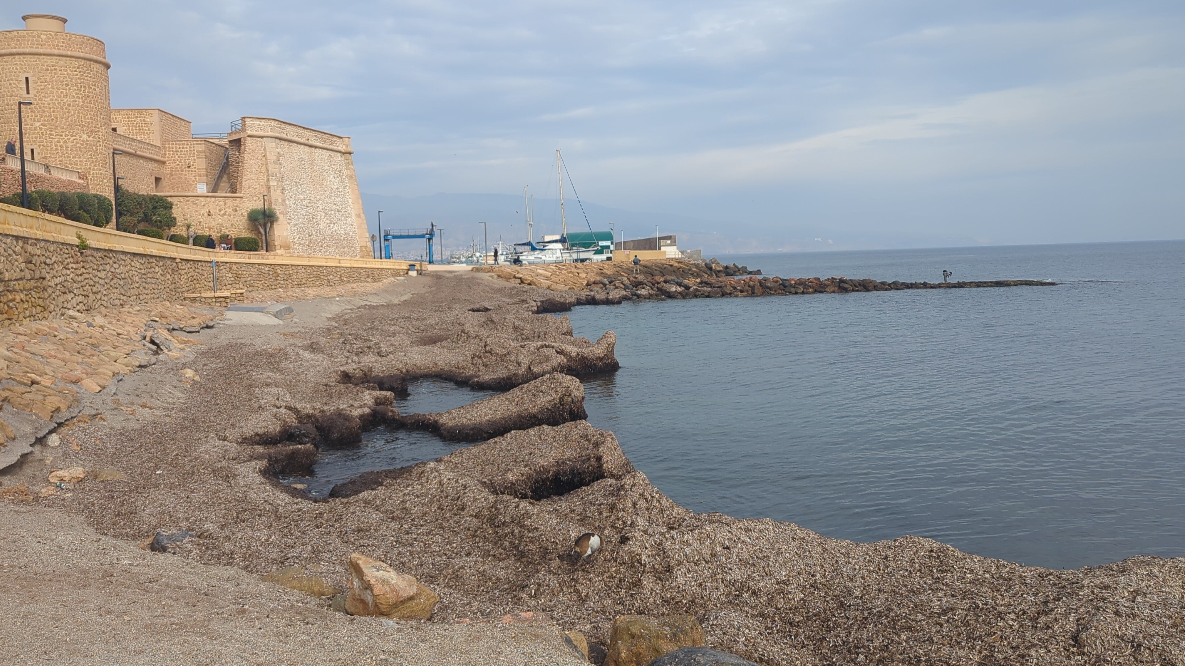 La playa del Faro, a unos pocos metros del Castillo de Santa Ana.