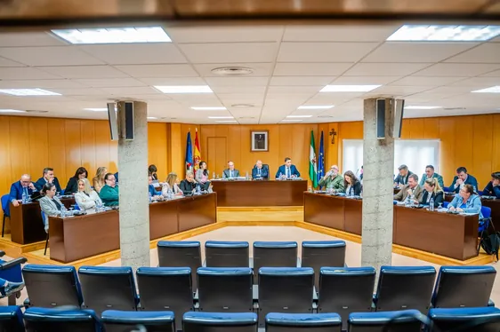 Imagen del último pleno realizado en el Ayuntamiento de Roquetas de Mar, que fue más corto de lo que viene siendo habitual.
