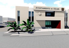 Boceto de cómo quedaría el Ayuntamiento de Vícar con las obras de la reforma integral en Puebla.