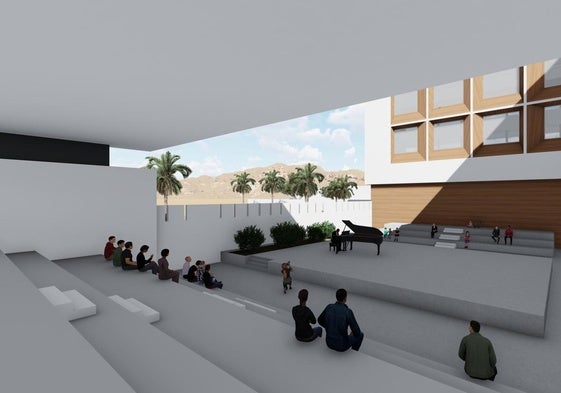 Boceto de la futura Escuela de Música de Vícar, en concreto una de las zonas al aire libre.