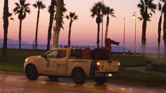 Roquetas realiza trabajos de fumigación de mosquitos en Playa Serena