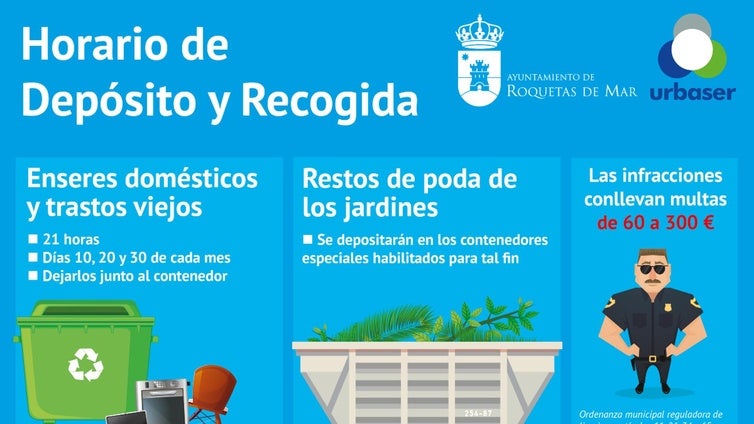 Roquetas informa de los días de recogida de enseres