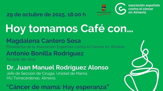 La Asociación Española Contra el Cáncer organiza la jornada 'Hoy tomamos café con…' sobre el cáncer de mama