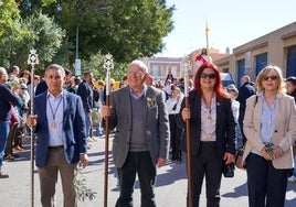 Antonio Bonilla, alcalde de Vícar, en la procesión de La Borriquita.