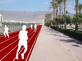 IU propone una pista de atletismo paralela al paseo marítimo de Las Salinas