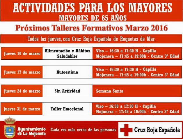 Ayuntamiento de La Mojonera y Cruz Roja impartirán talleres para mayores de 65 años