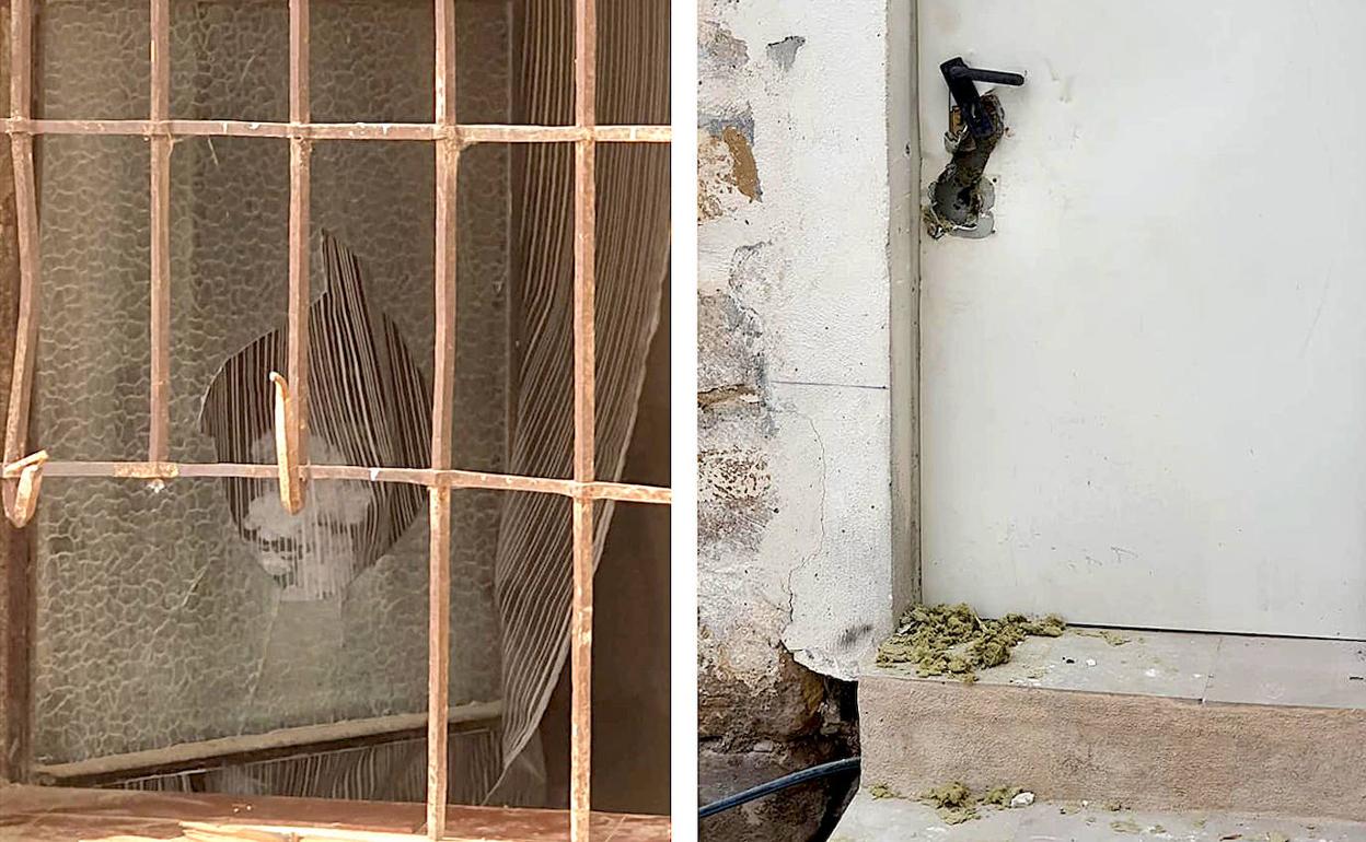 Ventana y puerta forzadas.