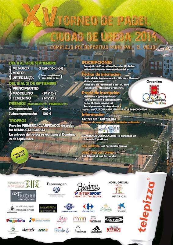Cuenta atrás para el XV Torneo de Pádel Ciudad de Úbeda
