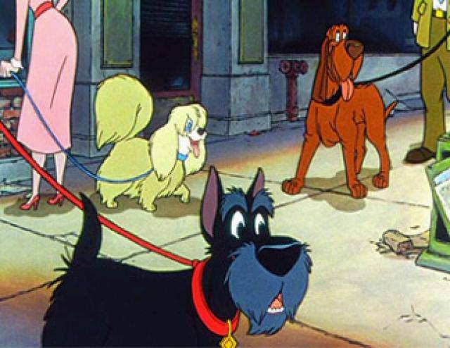 Perros de la Dama y el vagabundo en Oliver y su Pandilla. 