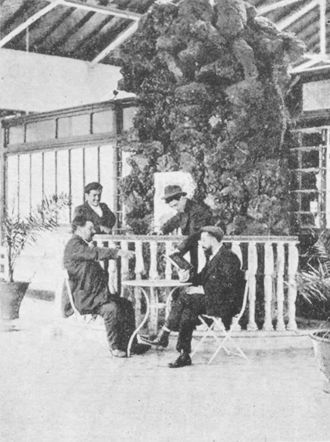 Huéspedes en el entorno del hotel.