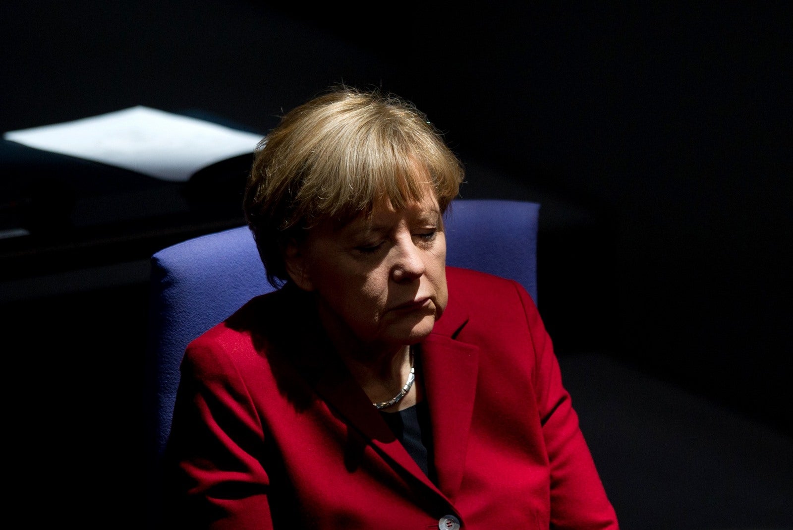 La canciller alemana, Angela Merkel, en el Parlamento después de su discurso en el Bundestag alemán.