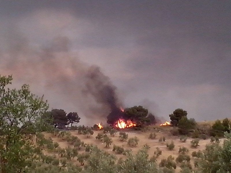 El fuego desde la estación de Huesa