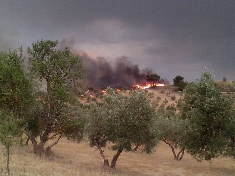 El fuego desde la estación de Huesa