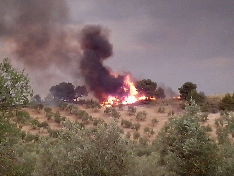 El fuego desde la estación de Huesa