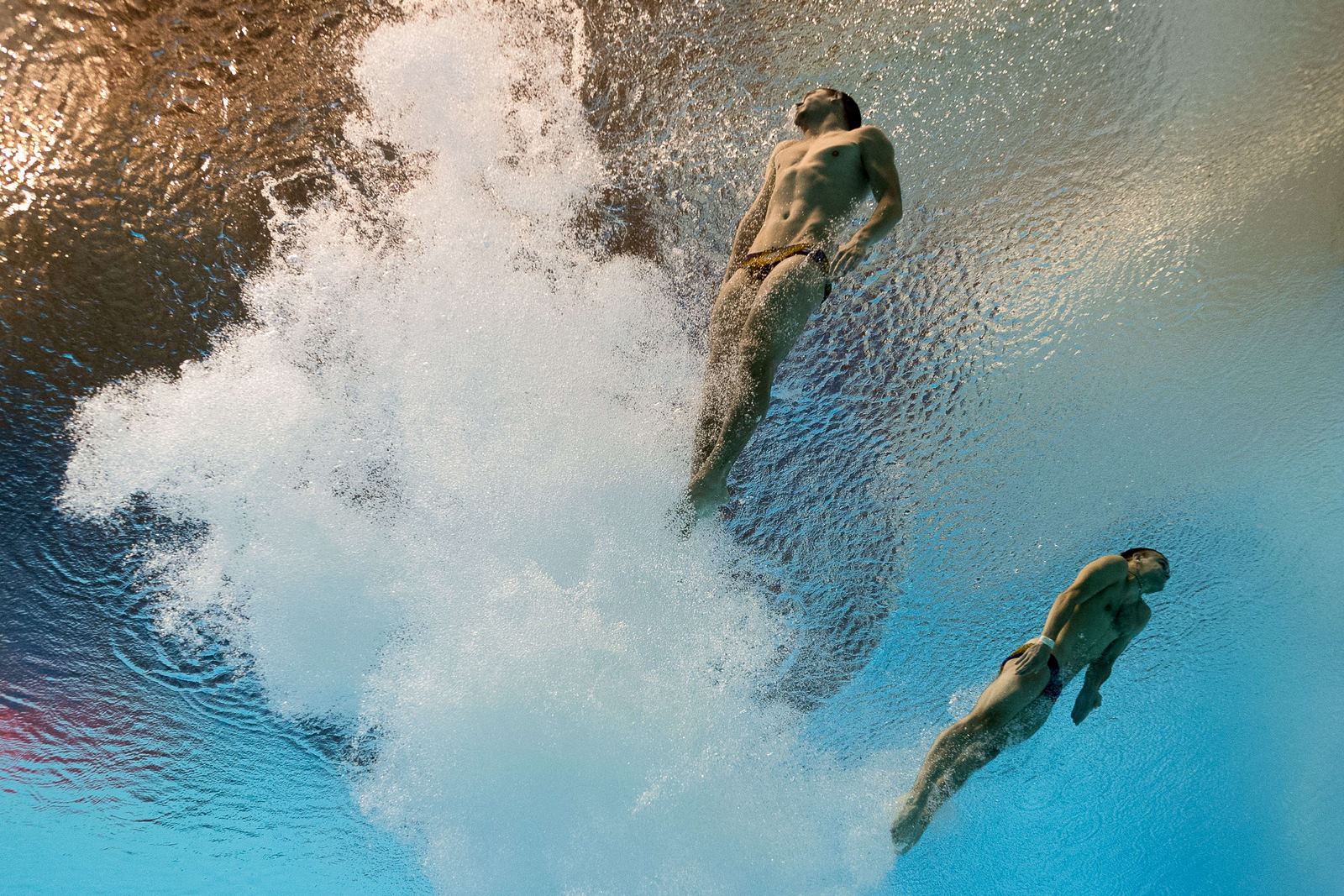 Trampolín Sincronizado evento de buceo final en el Campeonato Mundial FINA 2015 en Kazan.