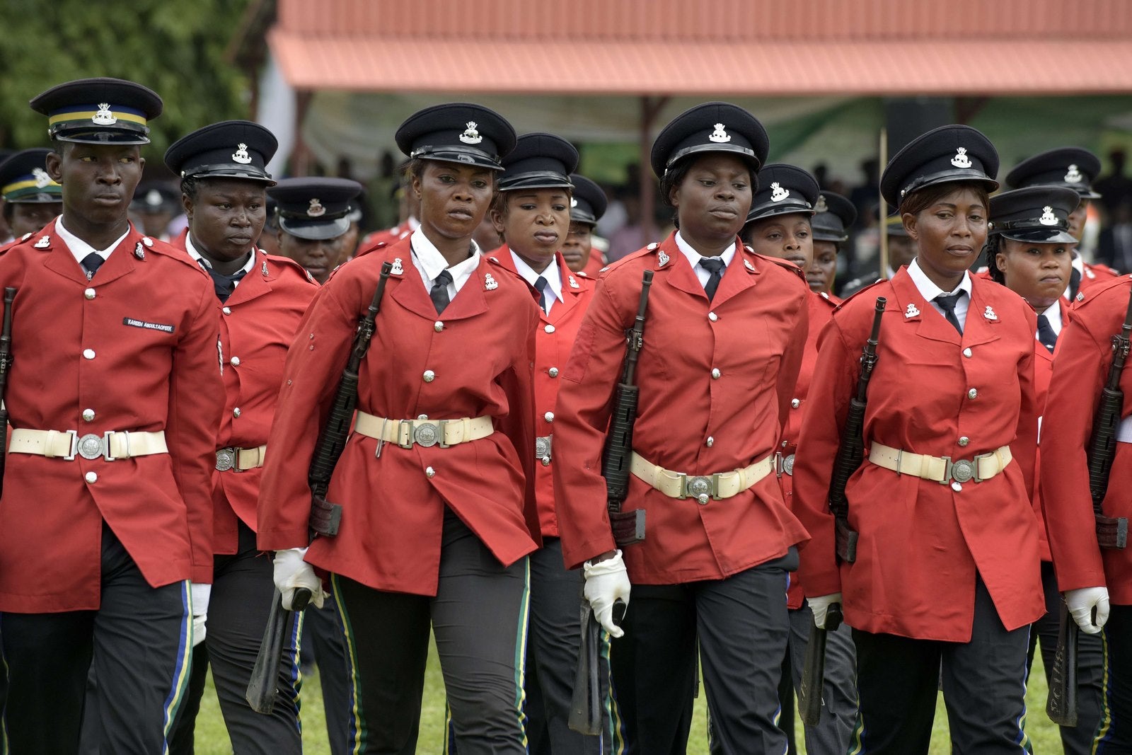 Un destacamento de policías Marcho.