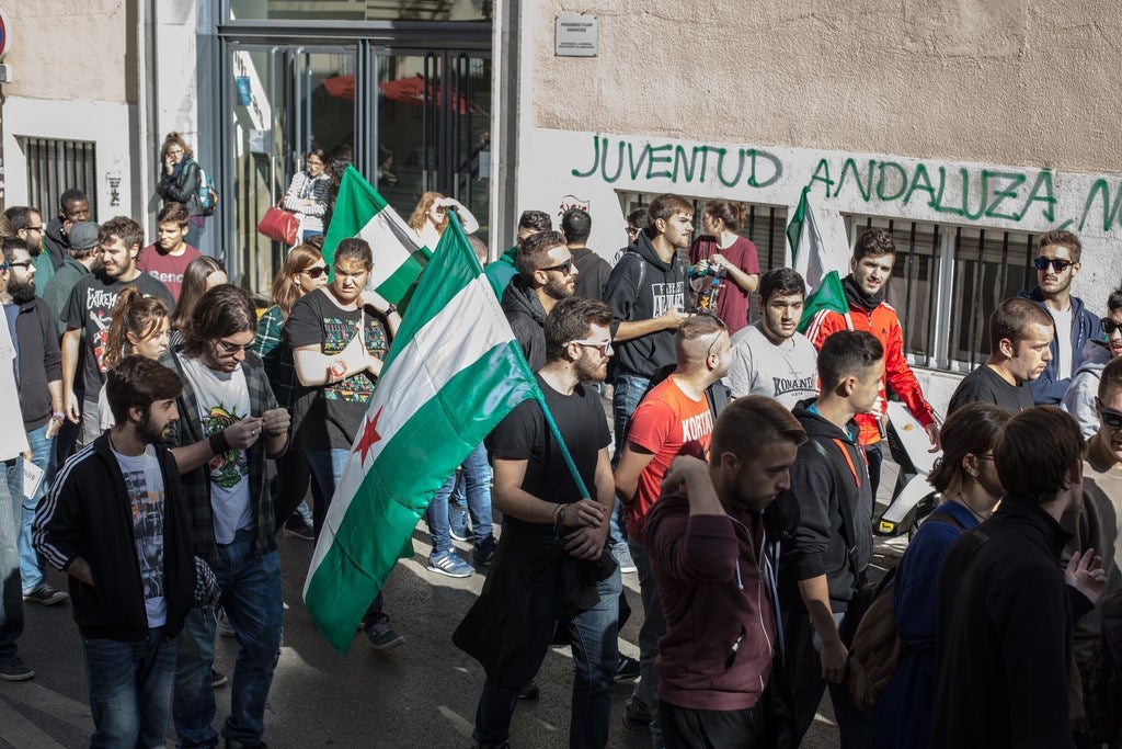 Un millar de estudiantes protestan en el centro de Granada contra la Lomce