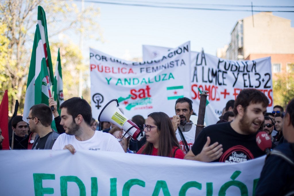 Un millar de estudiantes protestan en el centro de Granada contra la Lomce