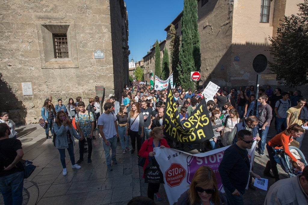 Un millar de estudiantes protestan en el centro de Granada contra la Lomce