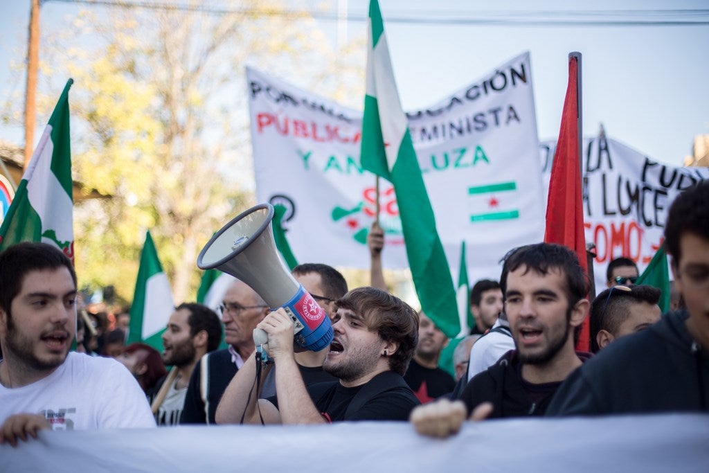 Un millar de estudiantes protestan en el centro de Granada contra la Lomce