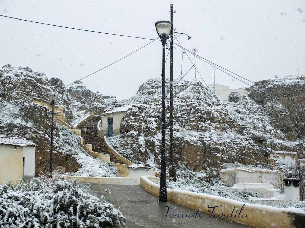 La comarca de Guadix queda cubierta de nieve