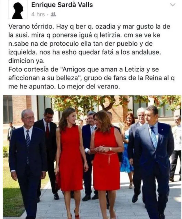 El cónsul de España en Washington ridiculiza a Susana Díaz por vestir como la Reina Letizia