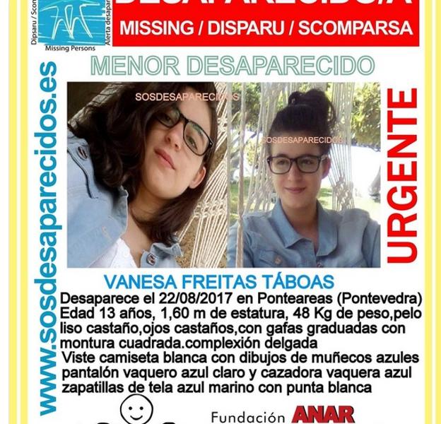 Buscan a esta niña de 13 años desaparecida en Ponteareas