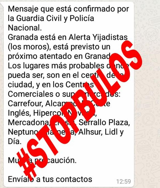 La Guardia Civil alerta de los tontos del bulo del "inminente atentado de Granada"
