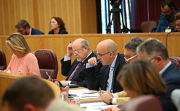 Diputados de Vamos Granada y Ciudadanos, durante el pleno de la Diputación.