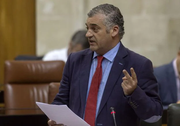 El consejero de Empleo, Javier Carnero, durante una intervención en el Parlamento de Andalucía.