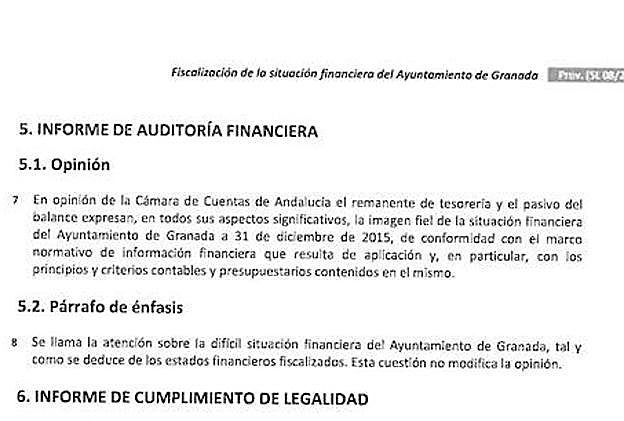 La Cámara de Cuentas alerta de que Granada incumplió todos los planes de ajuste en un lustro