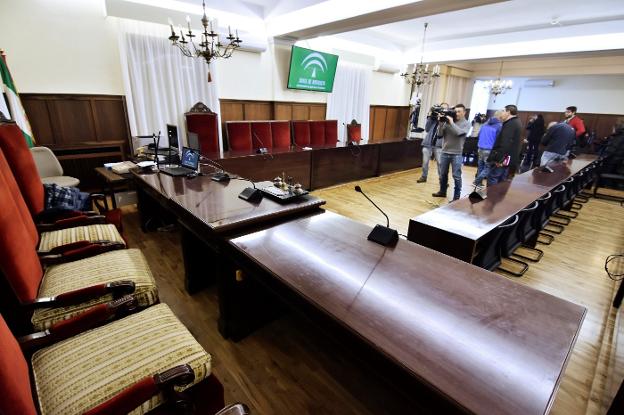 Sala de vistas donde se celebrará el juicio a Chaves y Griñán y otros 20 ex altos cargos de sus gobiernos.