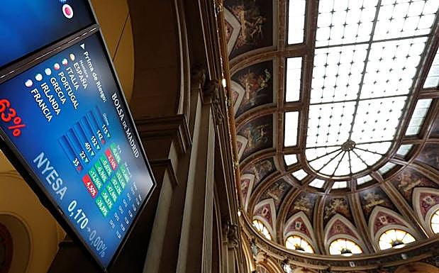 Panel informativo de la Bolsa de Madrid. 