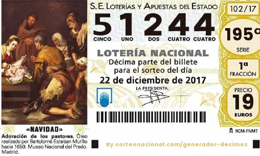 Sorteo Lotería de Navidad: segundo premio, el 51244 ha caído en Tocón (Granada), Jaén, Valencia, Madrid, Albacete, Santander y Lleida