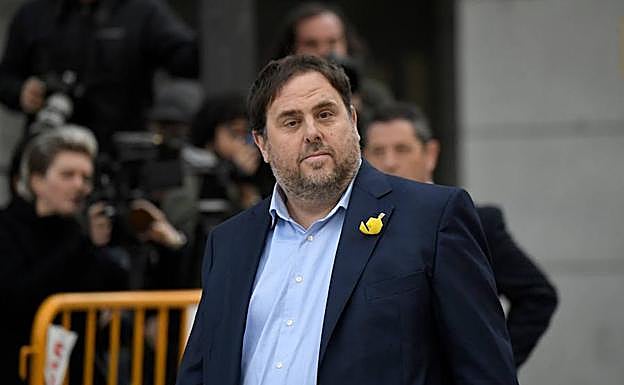 Junqueras, a su llegada a la Audiencia Nacional.