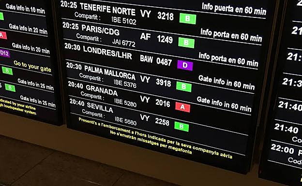 Dos horas y media de retraso en el vuelo de Barcelona a Granada